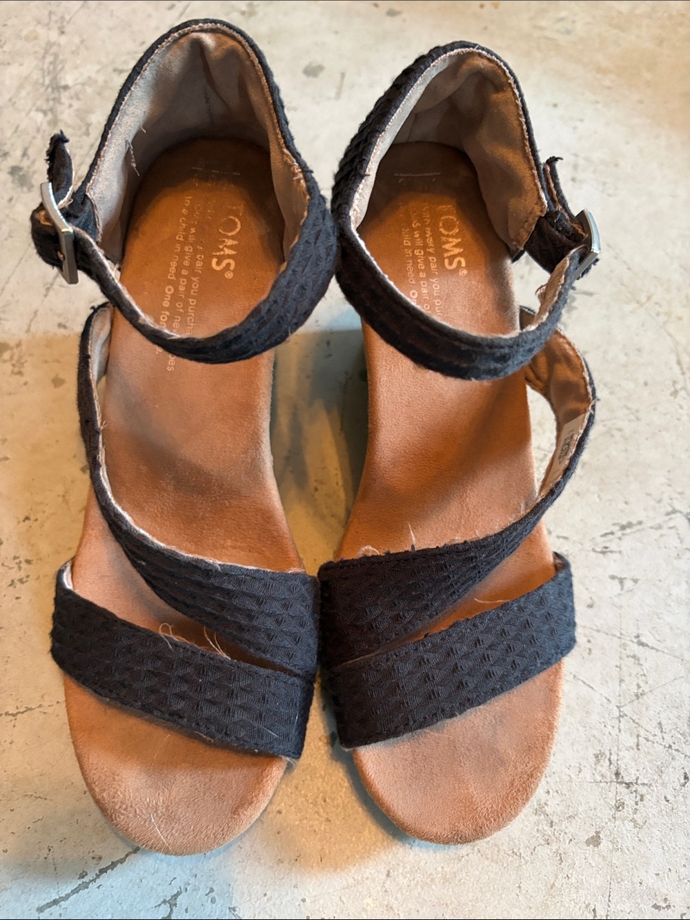 TOMS Black Woven Ankle-Strap Women's Sandals